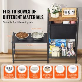 Pet Feeding Station with Storage, Elevated Dog Bowls, Raised Dog Bowl Stand, Dog Food Storage and Feeder Station with Storage Shelves